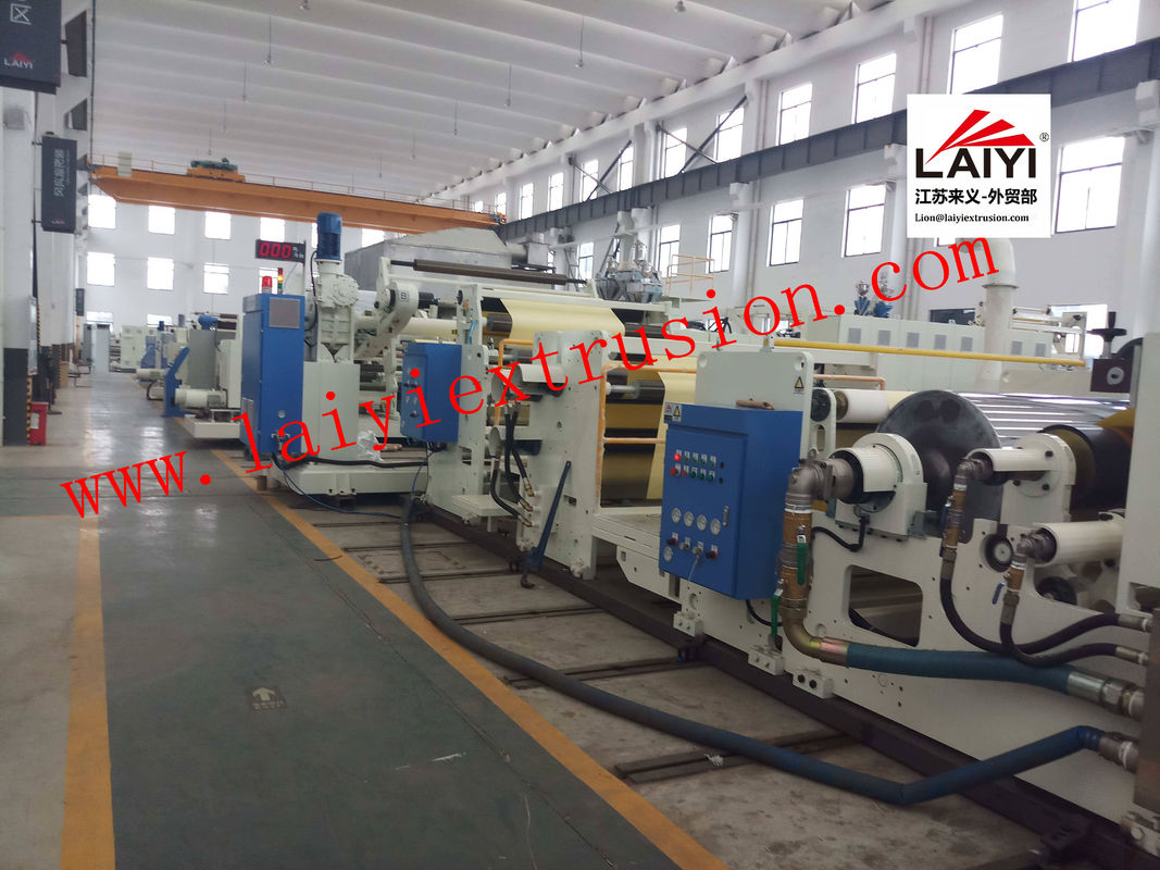 Beyaz ve mavi Hızlı Soğutma Sistemli Otomatik Hot Melt Plastik Laminasyon Makinesi