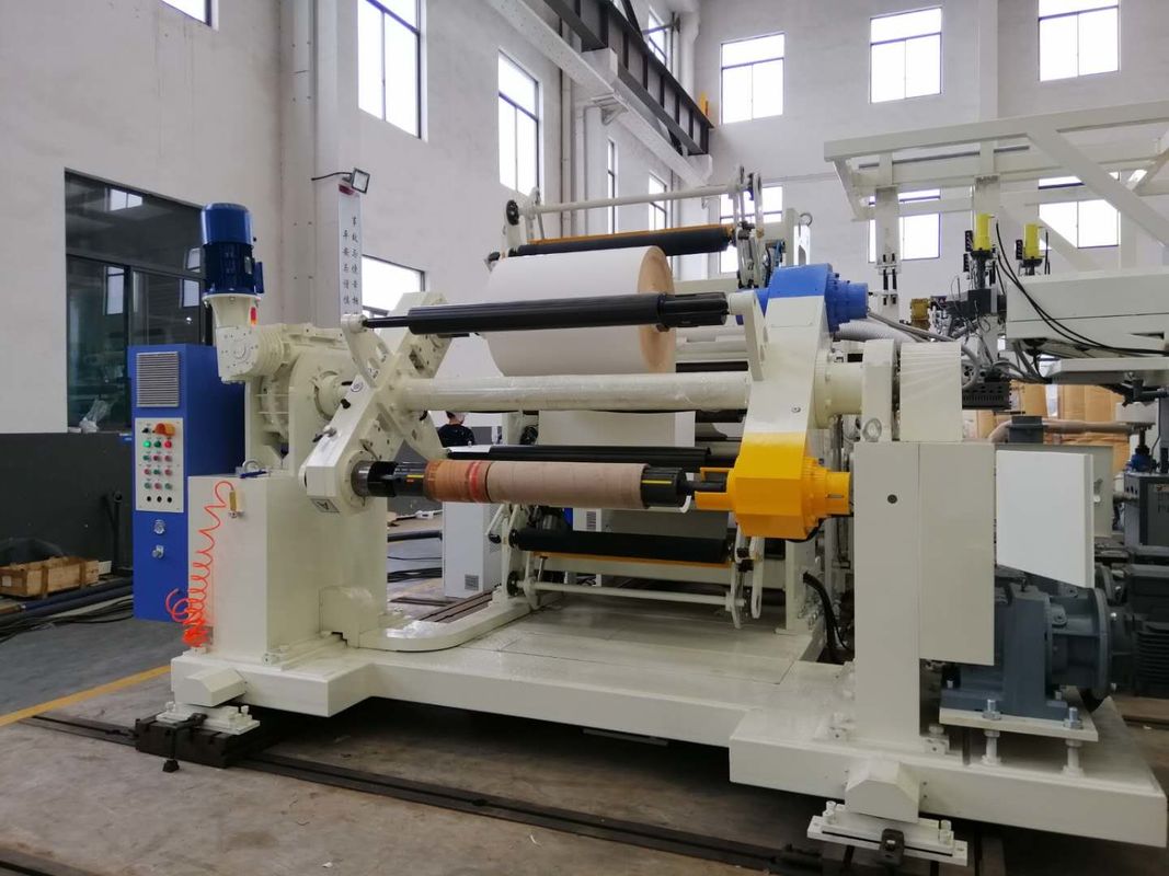 Mavi ve beyaz Çift İstasyon Çözücü ve Sarıcı Otomatik Film Rulo Plastik Laminasyon Makinesi